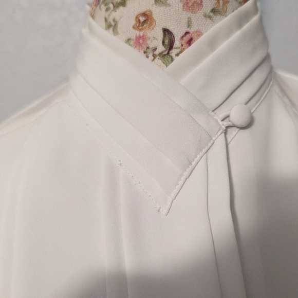 Yves Saint Clair Petites White Vintage Blouse - Picture 4 of 7